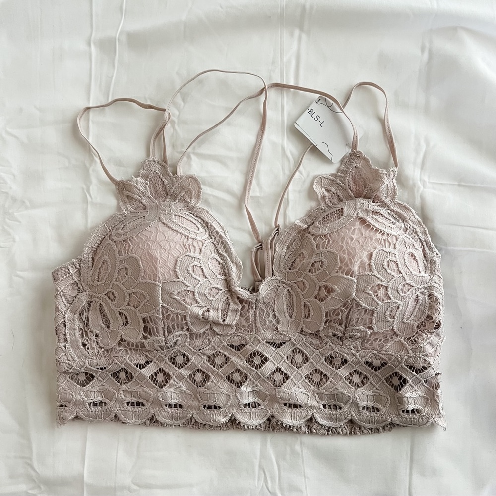 Anemone - Lace Padded Bralette - Taupe - **NWT**